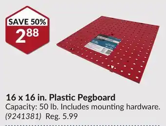 Princess Auto 16 x 16 in. Plastic Pegboard offer