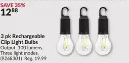 Princess Auto 3 pk Rechargeable Clip Light Bulbs offer