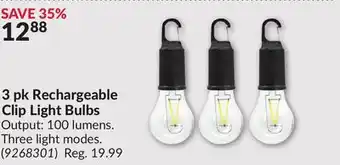 Princess Auto 3 pk Rechargeable Clip Light Bulbs offer