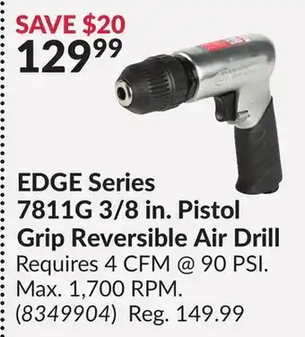 Princess Auto EDGE Series 7811G 3/8 in. Pistol Grip Reversible Air Drill offer
