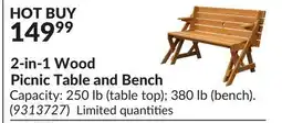 Princess Auto 2-in-1 Wood Picnic Table and Bench offer