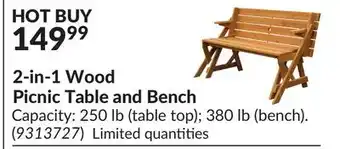 Princess Auto 2-in-1 Wood Picnic Table and Bench offer