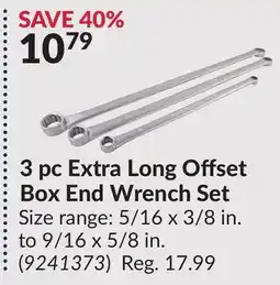 Princess Auto 3 pc Extra Long Offset Box End Wrench Set offer