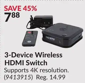 Princess Auto 3-Device Wireless HDMI Switch offer