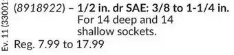 Princess Auto 1/2 in. dr SAE: 3/8 to 1-1/4 in. Socket Holders offer