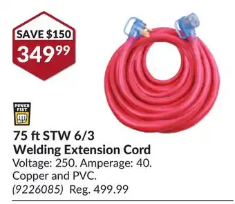 Princess Auto 75 ft STW 6/3 Welding Extension Cord offer
