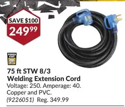 Princess Auto 75 ft STW 8/3 Welding Extension Cord offer