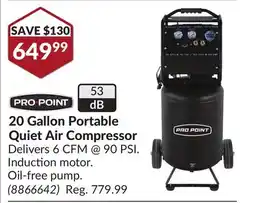 Princess Auto 20 Gallon Portable Quiet Air Compressor offer