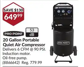 Princess Auto 20 Gallon Portable Quiet Air Compressor offer