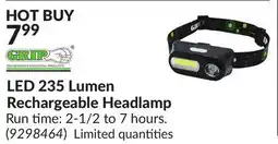 Princess Auto LED 235 Lumen Rechargeable Headlamp offer