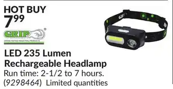 Princess Auto LED 235 Lumen Rechargeable Headlamp offer