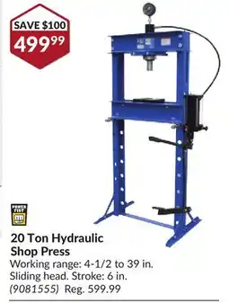 Princess Auto 20 Ton Hydraulic Shop Press offer