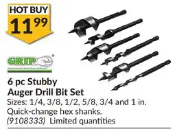 Princess Auto GRAND RAPIDS INDUSTRIAL PRODUCTS 6 pc Stubby Auger Drill Bit Set offer