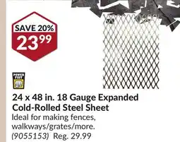 Princess Auto 24 x 48 in. 18 Gauge Expanded Cold-Rolled Steel Sheet offer