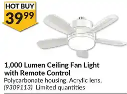 Princess Auto 1,000 Lumen Ceiling Fan Light with Remote Control offer