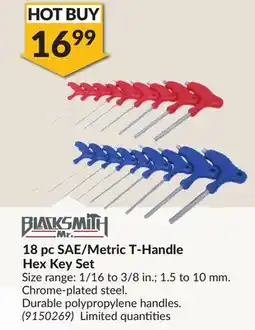Princess Auto 18 pc SAE/Metric T-Handle Hex Key Set offer