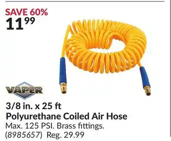 Princess Auto 3/8 in. x 25 Polyurethane Coiled Air Hose offer