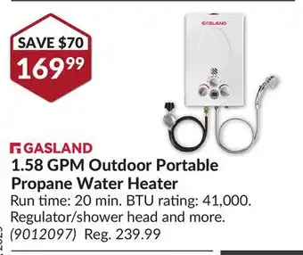 Princess Auto 1.58 GPM Outdoor Portable Propane Water Heater offer