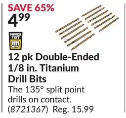 Princess Auto 12 pk Double-Ended 1/8 in. Titanium Drill Bits offer
