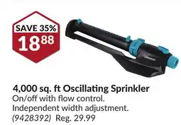 Princess Auto 4, 000 sq. ft Oscillating Sprinkler offer