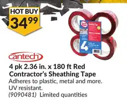 Princess Auto Cantech 4 pk 2.36 in. x 180 ft Red Contractor's Sheathing Tape offer