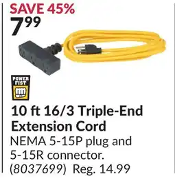 Princess Auto 10 ft 16/3 Triple-End Extension Cord offer