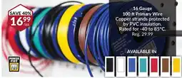 Princess Auto 16 Gauge 100 ft Primary Wire offer