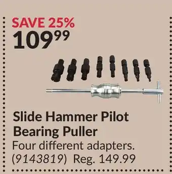 Princess Auto Slide Hammer Pilot Bearing Puller offer