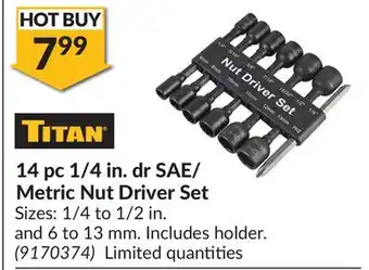 Princess Auto 14 pc 1/4 in. dr SAE/Metric Nut Driver Set offer