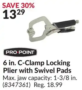 Princess Auto 6 in. C-Clamp Locking Plier with Swivel Pads offer