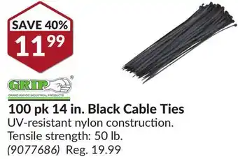 Princess Auto 100 pk 14 in. Black Cable Ties offer