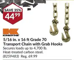 Princess Auto 5/16 in. x 16 ft Grade 70 Transport Chain with Grab Hooks offer