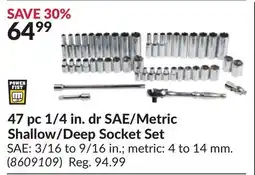 Princess Auto 47 pc 1/4 in. dr SAE/Metric Shallow/Deep Socket Set offer