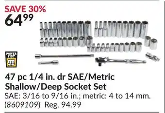 Princess Auto 47 pc 1/4 in. dr SAE/Metric Shallow/Deep Socket Set offer