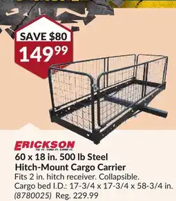 Princess Auto 60 x 18 in. 500 lb Steel Hitch-Mount Cargo Carrier offer