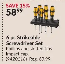 Princess Auto 6 pc Strikeable Screwdriver Set offer
