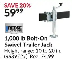 Princess Auto 1,000 lb Bolt-On Swivel Trailer Jack offer