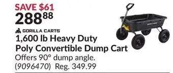 Princess Auto 1, 600 lb Heavy Duty Poly Convertible Dump Cart offer