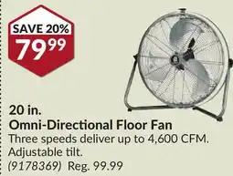 Princess Auto 20 in. Omni-Directional Floor Fan offer