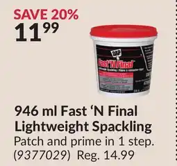 Princess Auto 946 ml Fast 'N Final Lightweight Spackling offer