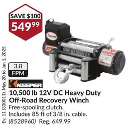 Princess Auto 10,500 lb 12V DC Heavy Duty Off-Road Recovery Winch offer