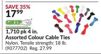 Princess Auto 1,710 pk 4 in. Assorted Colour Cable Ties offer
