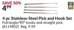 Princess Auto 4 pc Stainless-Steel Pick and Hook Set offer