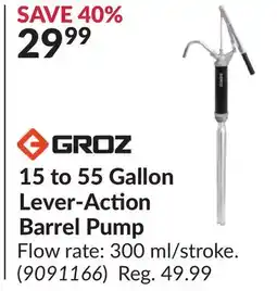 Princess Auto 15 to 55 Gallon Lever-Action Barrel Pump offer