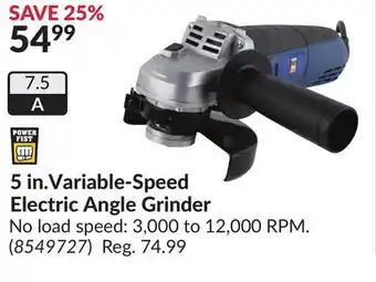 Princess Auto 5 in. Variable-Speed Electric Angle Grinder offer