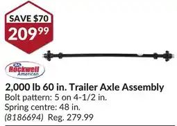 Princess Auto 2,000 lb 60 in. Trailer Axle Assembly offer