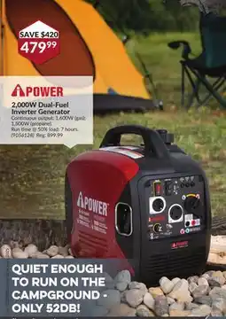 Princess Auto 2,000W Dual-Fuel Inverter Generator offer