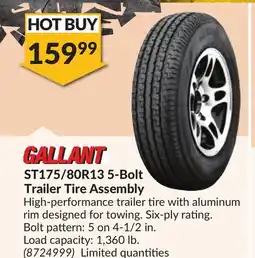Princess Auto ST175/80R13 5-Bolt Trailer Tire Assembly offer