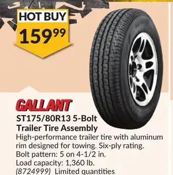 Princess Auto ST175/80R13 5-Bolt Trailer Tire Assembly offer