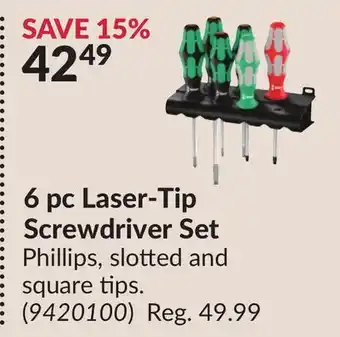 Princess Auto 6 pc Laser-Tip Screwdriver Set offer